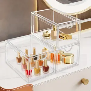 Set of Transparent Acrylic Stacking Storage Drawers, Plastic Makeup Organizer Box, Suitable for Bathroom Vanity, Kitchen, Pantry - Freestanding, No Electricity Needed, Volume Less Than 3.2 Cubic Feet, Height Not Exceeding 27inch , Storage Drawer Unit