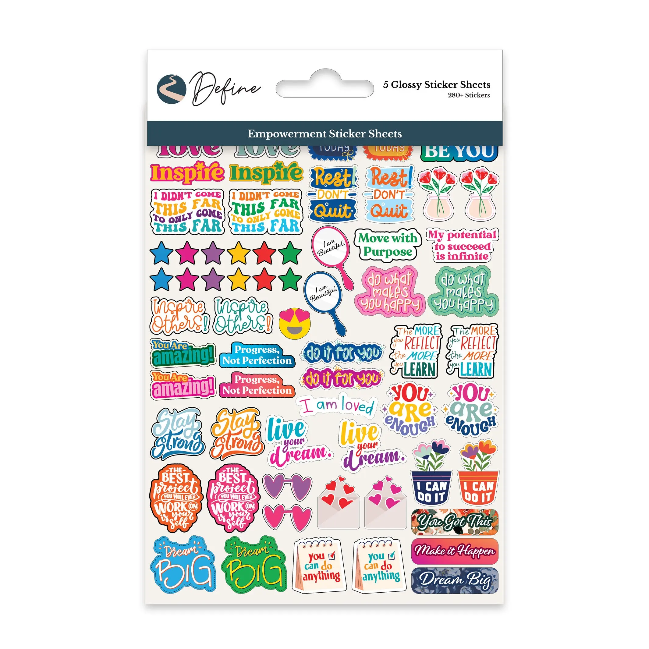 Empowerment Sticker Sheets, 5 Sheets with 240+ Designs