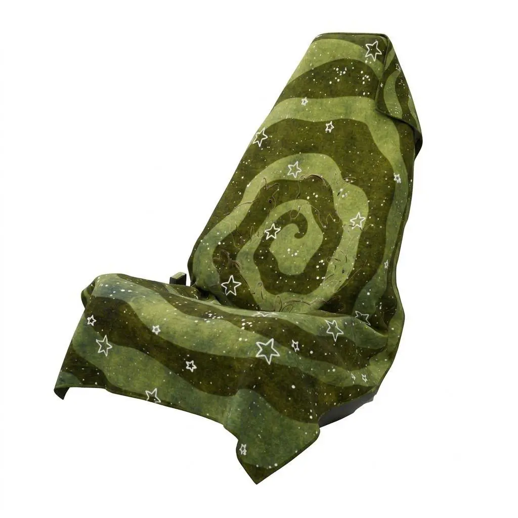 Green Cosmic Swirl Car Seat Cover, Celestial Stars Front Seat Protector, Universal Auto Interior Accessory, Washable Easy Install for Cars & SUVs