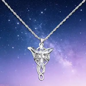 Unisex Crystal Embedded Pendant Necklace, Elegant Elf Princess Twilight Star Choker, Delicate Fashion Neck Jewelry for Women, Classic Daily Matching Accessory & Thoughtful Gift Option for Ladies