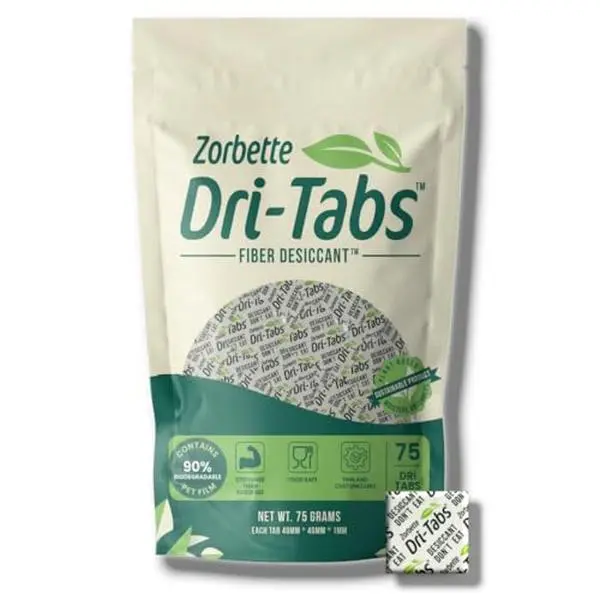 Zorbette Dri-Tabs | Food-Safe Moisture Absorbers – Keep Fruits, Veggies, Snacks, Bread & More Fresher, Longer! Eco-Friendly, Plant Based Desiccant that Replaces Silica Gel Packets - 75pk (Green)