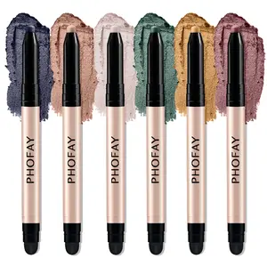 PHOFAY Compact Eyeshadow Stick - Long-Lasting, Flawless, Waterproof Cream Eyeshadow for Easy Application with Built-in Smudger for Bold Defined Eyes