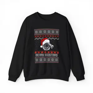 Merry Boostmas Turbo Ugly Christmas Sweater Gift for Him Her Christmas Party Handmade Sweatshirt Crewneck