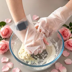 200pc (one box) food grade PE preparation gloves, plastic food safety PE gloves, food processing, one size suitable for most people, thick, wear-resistant and non slip, suitable for kitchen, outdoor barbecue, cleaning