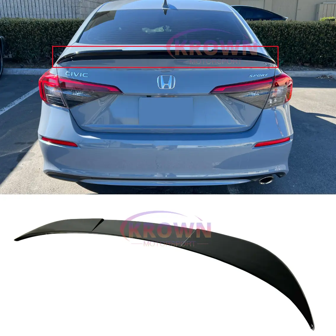 FITS 2022-2026 HONDA CIVIC SEDAN GLOSSY BLACK DUCKBILL STYLE HIGH KICK TRUNK SPOILER WING