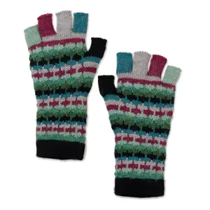 NOVICA 100% baby alpaca fingerless gloves, 'Colors of Life'