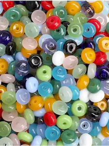 300Pcs Glass Beads Flat Round 3x6mm for DIY Jewelry Accessories Bracelet Necklaces Key Chain Earrings Mobile Phone Chain Making Supplies (Mixed Color)
