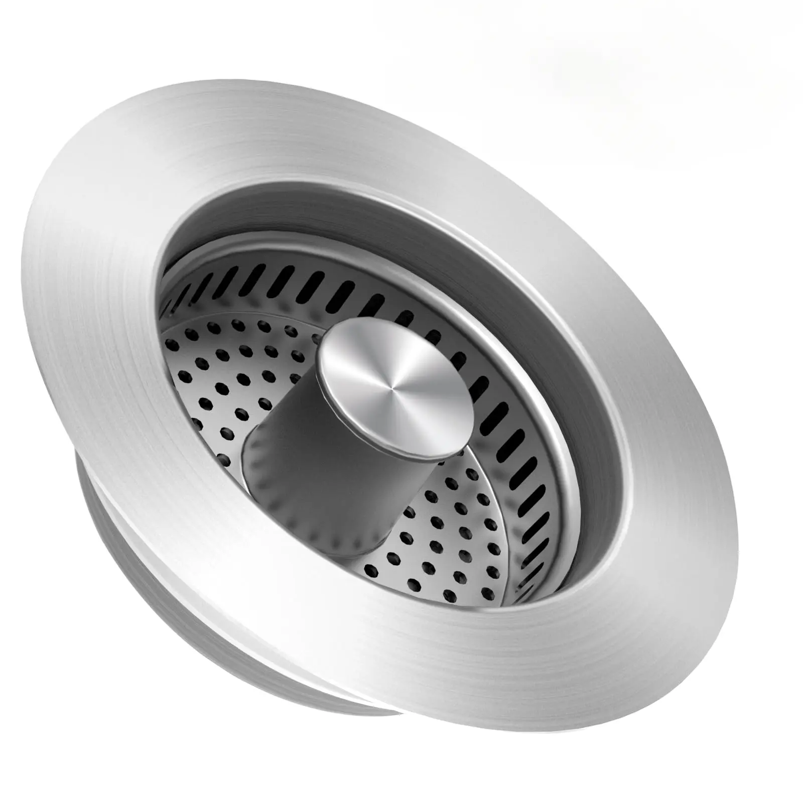 TioLooxy 3 in 1 Kitchen Sink Drain Strainer Sink Stopper, Stainless Steel Sink Drain Strainer with Anti-Clogging Basket, Kitchen Sink Drain Filter Plug for US Standard 3-1/2 Inch Drain (1Pack) drain Kitchen Sink Filter Stopper
