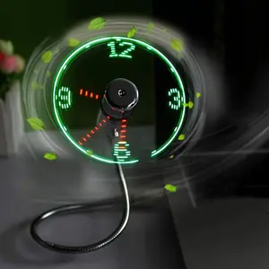 Portable USB LED Clock Fan with Time Display, 4-5 Hour Timer, Compact Metal Design, Green & Red LED Display, No Battery Needed, Silvery White Electronic