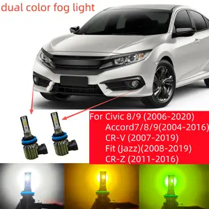 Dual color H11 H8 H16JP LED Fog Lights Bulb Compatible with Honda civic CR-V Accord CR-Z Fit Jazz Pilot Car Car Accessories