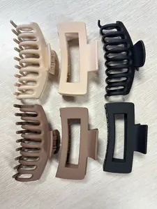 6pcs Soft Silicone Hair Clips, Large Square Shark Clip Set, Flat Claw Clips, Elastic Non-Breakable Design, Comfortable Bendy Hair Accessories