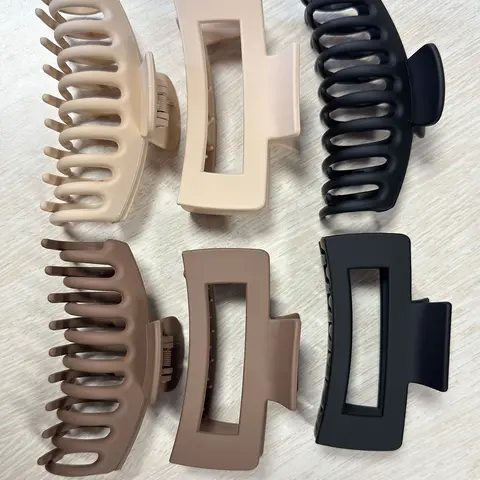 6pcs Soft Silicone Hair Clips, Large Square Shark Clip Set, Flat Claw Clips, Hair Claws, Elastic Non-Breakable Design, Comfortable Bendy Hair Accessories, Hairclips