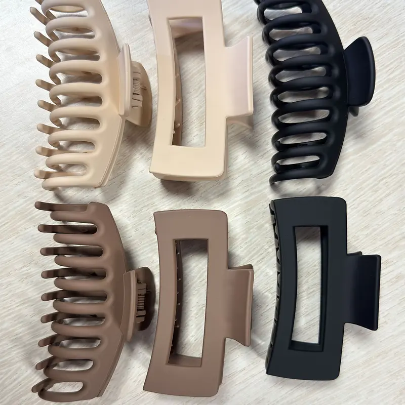 6pcs Soft Silicone Hair Clips, Large Square Shark Clip Set, Flat Claw Clips, Hair Claws, Elastic Non-Breakable Design, Comfortable Bendy Hair Accessories, Hairclips