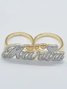 14k Gold Plated Maria Letter Heart Double Ring, Women's Fashion Jewelry, Perfect for Valentine's Day, Anniversary, Mother's Day Gifts
