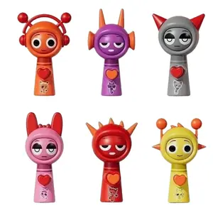 6Pcs/Set Mini Sprunki Action Figure Face-changing Toy Movie Sprunki Wenda Model Doll Figurines with Keychain Kids Birthday Gifts