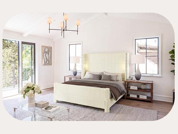 【Ships in 1 or 2 Packages】Wingback Bed Frame with Reading Lights, Corduroy Upholstered Headboard with USB Ports, Noise-Free Platform Bed Frame 1200 lbs Heavy Duty, Aesthetic Bedroom Decor Must Have Gift for Teen Girls Women,Summervibes