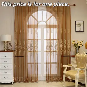 1PC Classic Embroidered Curtain, Living Room Restaurant Divider, Transparent Window Sheer, New Chinese Style Simple Design, Fabric Craftsmanship