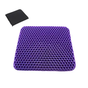 Saker Gel Seat Cushion - Large, Extra-Thick Black Fabric Cover Cushion for Office Chairs, Wheelchairs, Soft, Breathable, Relieves Hip Pain from Prolonged Sitting