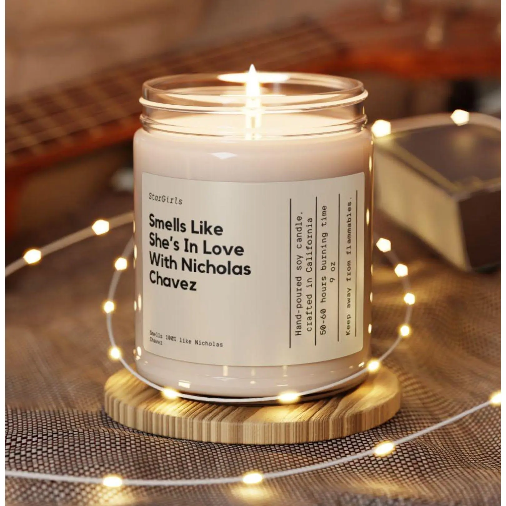 Nicholas Chavez scented soy wax candle | Large 9oz fandom inspired candle | Funny novelty gift | Christmas, birthday candle
