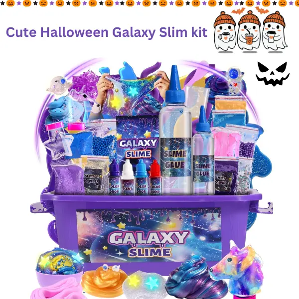 Mini Slime Kit for Kids, DIY Butter & Glitter Slime Set with Glow in the Dark Stickers, Sensory Fidget Stress Relief Toy, Party Favors, Halloween Gift for Boys & Girls Ages 6-12