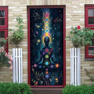 2pcs   7 Chakras Meditation Wall Sticker Yoga Decor Boho Psychedelic Art Vinyl Decal for Bedroom Living Room Home Decor Spiritual Energy Mandala Lotus Flower Stickers Removable Waterproof Decorations