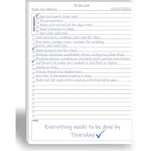 TO DO List Planner Notepad, 60 Page Planning Pad. Undated ToDo Checklist w/Priority & Note Sections. Organize & Track Projects, Clients or Daily Tasks. 8.5 X 11, A4  Sheets.