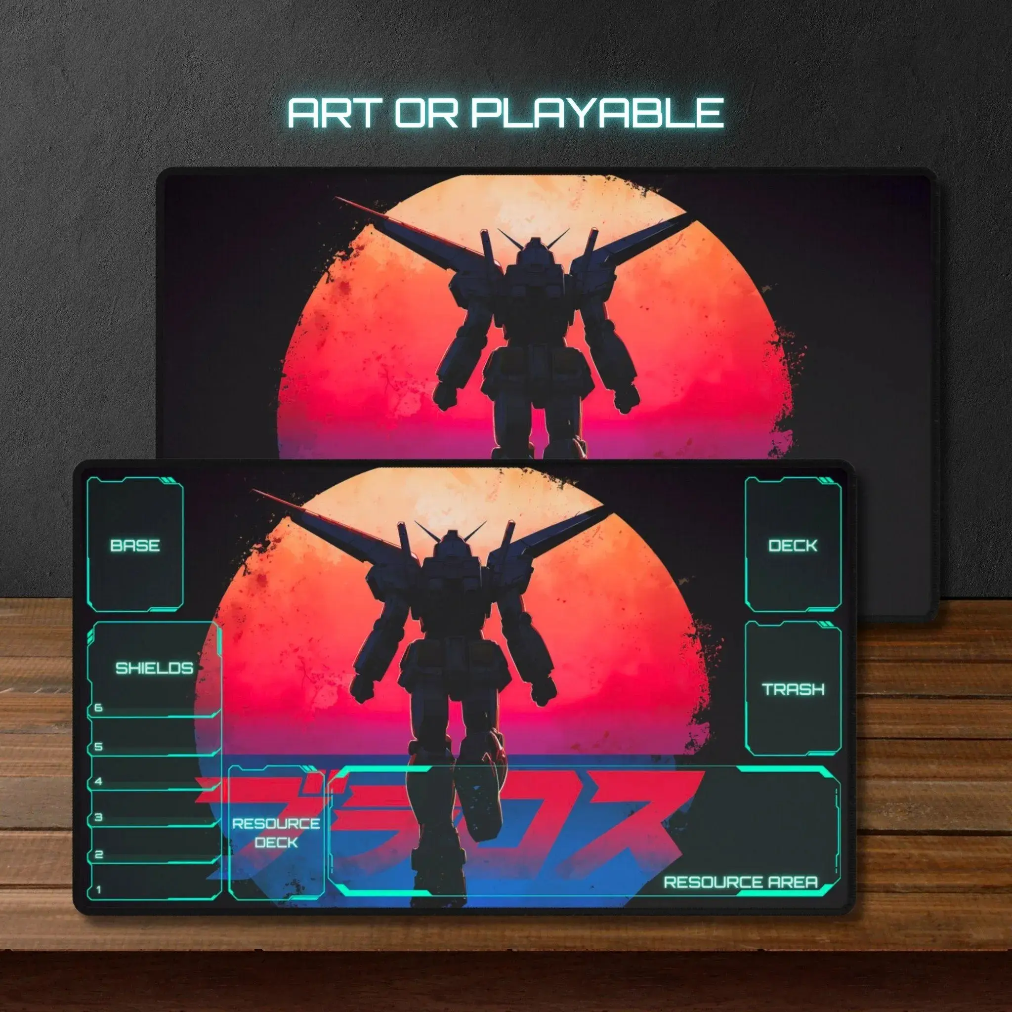 Retro Robot TCG Playmat, Gundam Card Game Compatible, Anime Mousepad