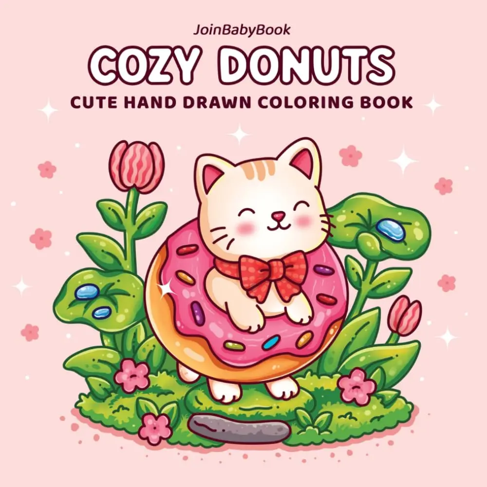 Cozy Donuts: Cute Coloring Book for Adults and Teens with Bold and Easy Animals and Donuts for Relaxation and Stress Relief