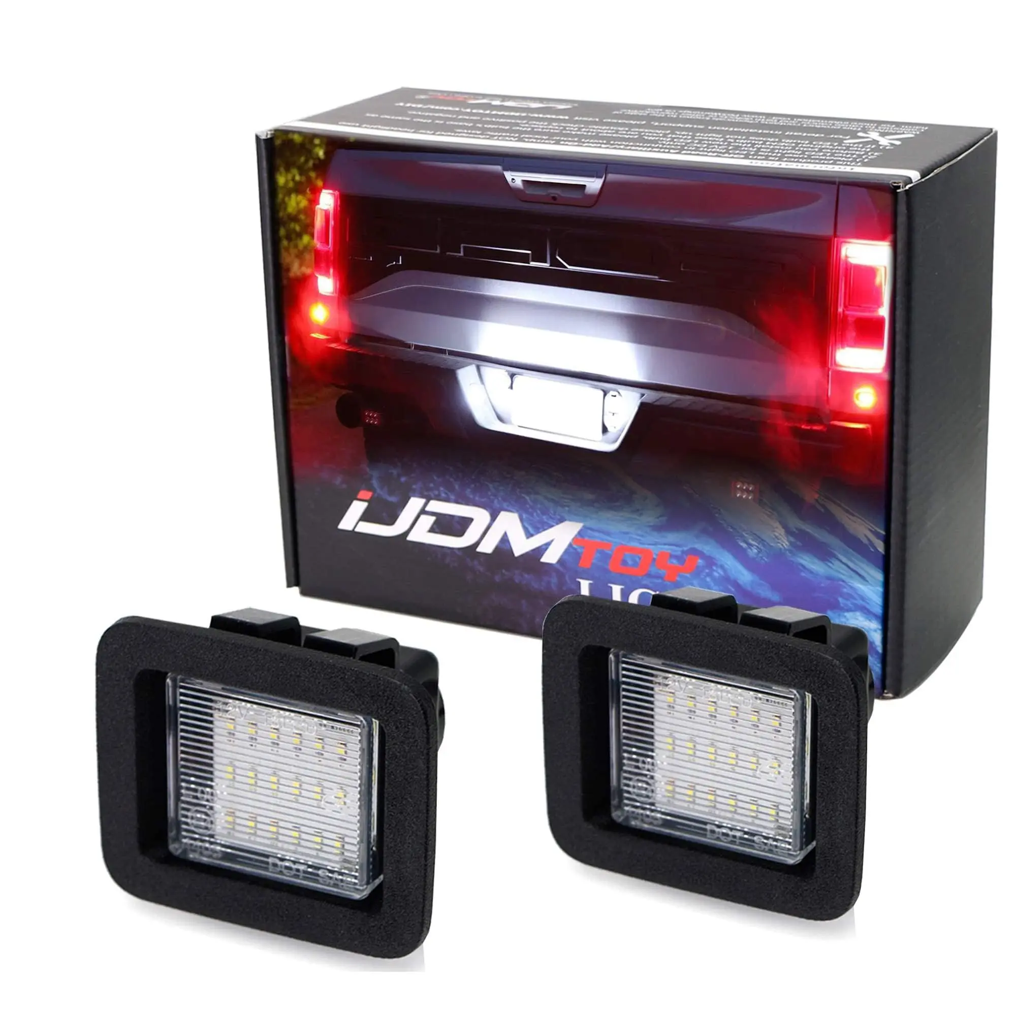 iJDMTOY 3W Full LED License Plate Light Kit For 2015-2020 Ford F150, 17-20 Ford Raptor, Powered by 18-SMD Xenon White LED