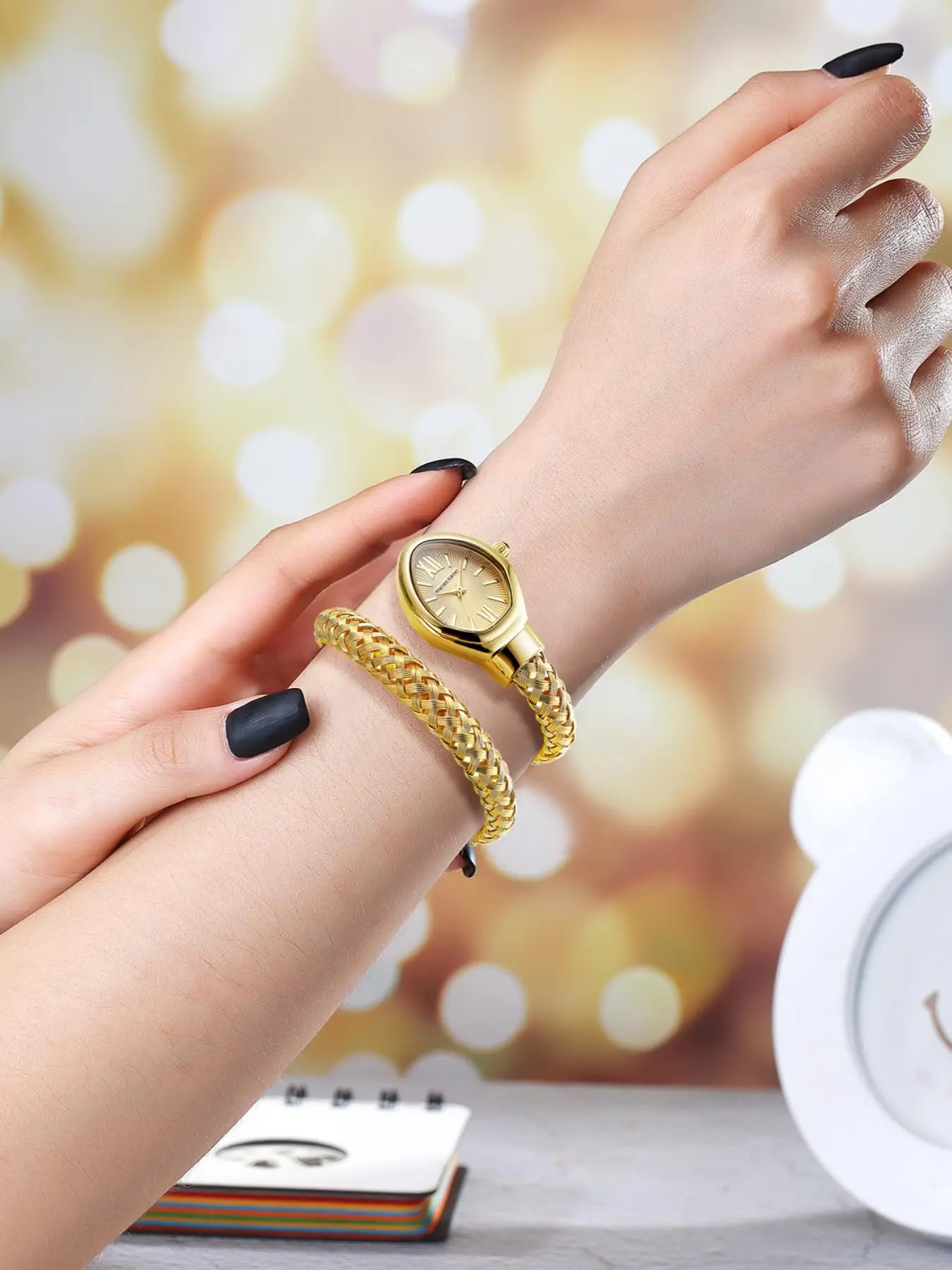 Women's Fashion Snake Design Quartz Watch & Bracelet Set, Fashion Watch for Party, Daily Clothing Decor, Trendy All-match & Exquisite Watch Set for Birthday Gift