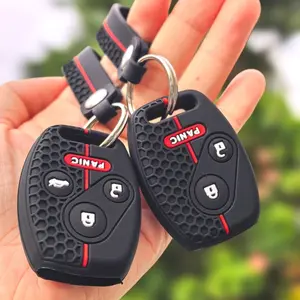 Premium Protective Key Cover for Honda key fob case with keychain All-Round silicone protection car remote key cover holder keyring for Civic 2006-2009/ CRV 2008-2013/ Fit 2011 2012/ Jazz/ SRV/ FRV 2006/ accord 2003 2006/ FRV 2006
