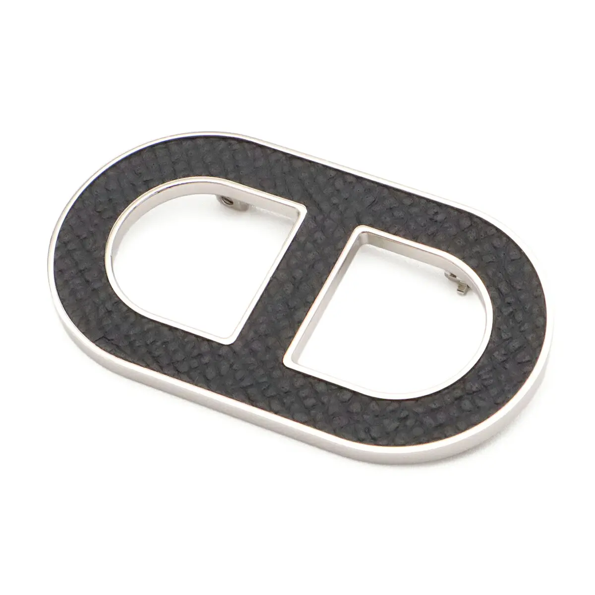 Pre-owned HERMÈS Calfskin Small Leather Goods Hermes Chaine d’Ancre Leather Brooch