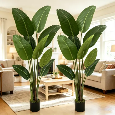 DEIKAL 5ft Faux Silk Realistic Artificial Bird of Paradise Floor Plant - Fake Potted Plant with Leaf Accents, Chic Home Decor, Apartment Stuff, Home Goods for Bedroom Indoor Use (with Planter)
