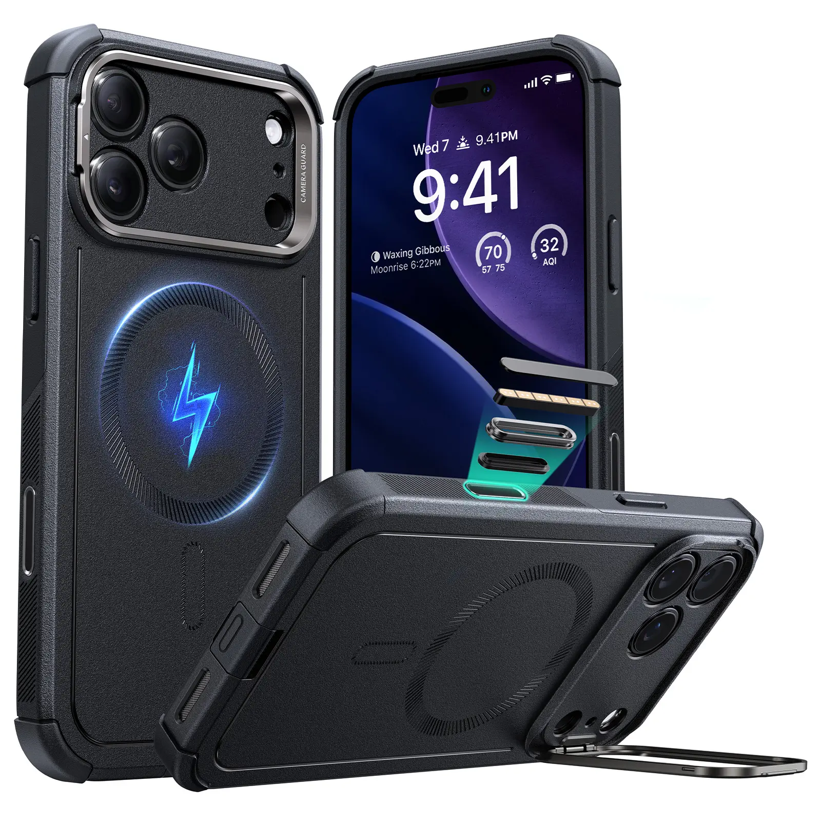 ESR Magnetic Cyber Series Protective Phone Casing Cover for iPhone 17/16/15, Polycarbonate Durable Protection, MagSafe Wireless Accessory with Stash Stand, Camera Control & 23FT Shockproof Shock Absorption - TikTok Shop ESR Magnetic Cyber Series Protective Phone Casing Cover for iPhone 17/16/15, Polycarbonate Durable Protection, MagSafe Wireless Accessory with Stash Stand, Camera Control & 23FT Shockproof Shock Absorption - TikTok Shop