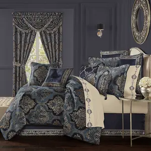 Middlebury Indigo 4-Piece Comforter Set By J Queen Middlebury Indigo 4-Piece Comforter Set By J Queen