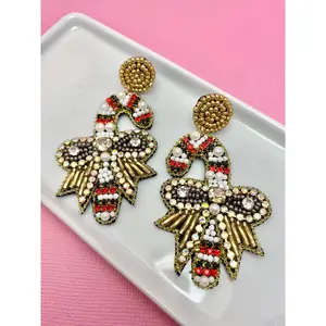 Candy Cane Dreams Beaded Christmas Earrings