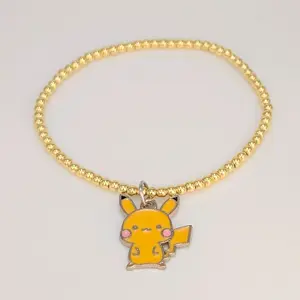 Poke Pika Charm Gold 3mm Bead Bracelet 18K Plated