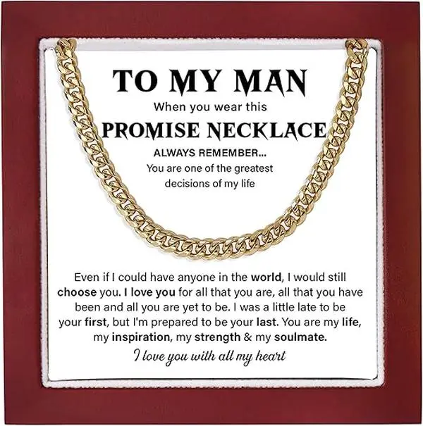 To My Man Necklace, Promise Necklace for Him, Gifts For Boyfriend, Valentine's Idea From her, Valentine Gifts from Girlfriend, Gift For His Birthday Or Any Occasion, Future Husband Jewelry