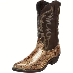 Men's Slip-On Renaissance Boots - Western Cowboy Pirate Viking style, -like Synthetic Upper, Brown/, Non-Slip Rubber Sole - for Costume Parties, Western Events, Casual Attire - All-Season Footwear, Cowboy Boots, Event Footwear,  Walking Shoes Decor