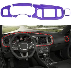 for Dodge Charger 2015-2024 Accessories Charger Center Consoles Dash Board Dashboard Instrument Trim (Purple)