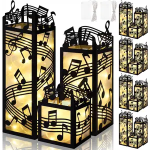 15pcs Music Party Table Centerpieces Decorations – Paper Musical Notes Boxes with Lights for Western, Cowboy, Rock Birthday, Classroom, Retro Dining Room Decor