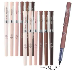 6/12 Pieces Cute Coffee Pen, 0.5mm Black Ink Automatic Ink Control, Rubber Finish Smooth Writing Pens, Rollerball Pen Set, Gifts for Women, Students, Teachers, Employees Birthday Christmas Gift Back to School Office Supplies, Office Stationery Supplies