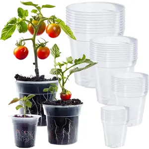 36 Pack 4/5/6/7 Inch Clear  Pots for ,  Pots with Drainage Holes, Transparent Seedling Pots for Seed Starters Planter Flower