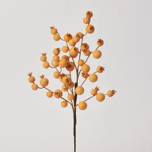 Weathered Tangerine Orange Crabapple Cluster Faux Berry Spray - 17"