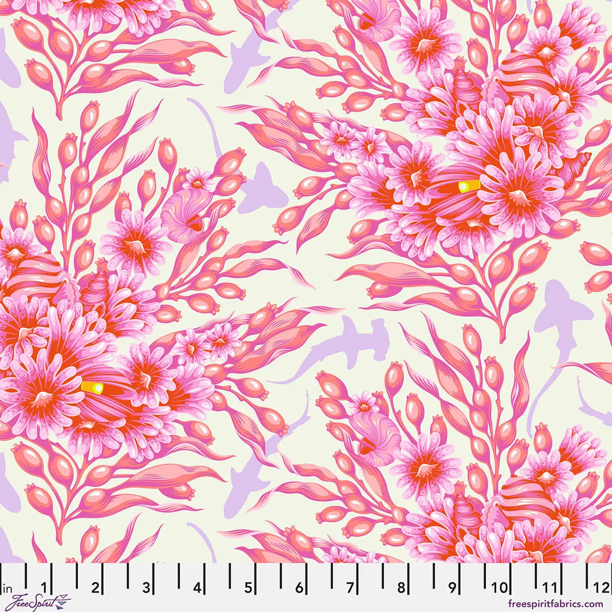 Fabric FreeSpirit Tula Pink Delphine Shadow Sharks Floral Reef by the Quarter Yard PWTP267.DELPHINE