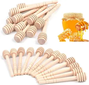 24 Pack Wooden Honey Dipper Sticks Honeycomb Stick, 4 Inch Mini Honey Stirrer Stick, for Honey Jar Dispense Drizzle Honey and Wedding Party Gift