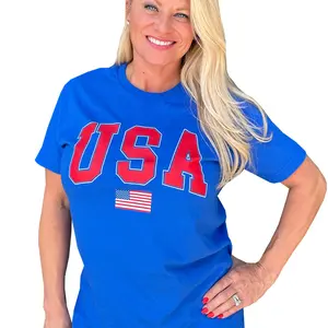 Royal Blue USA T-Shirt – Unisex American Flag Graphic Tee for Men and Women – Made in USA – Short Sleeve Patriotic Shirt – Soft 100% Cotton – 4th of July Apparel – S-XXXL
