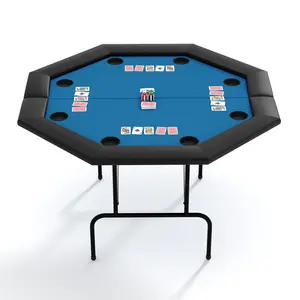 Garvee 8-Player Octagon Poker Table with Foldable Design, Collapsible Legs, and Cup Holders - Portable Casino-Quality Surface Ideal for Texas Hold'em, Blackjack, and Card Games at Home