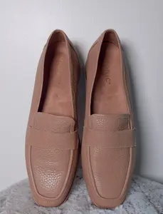 Vionic Tan Pebbled Leather Loafers | Minimal Comfort Slip-On Shoes | Everyday Neutral Flats