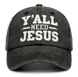 Y'all Need Jesus Hat Vintage Distressed Baseball Cap Funny Christian Dad Hat Embroidered Washed Cotton Adjustable Cap Unisex